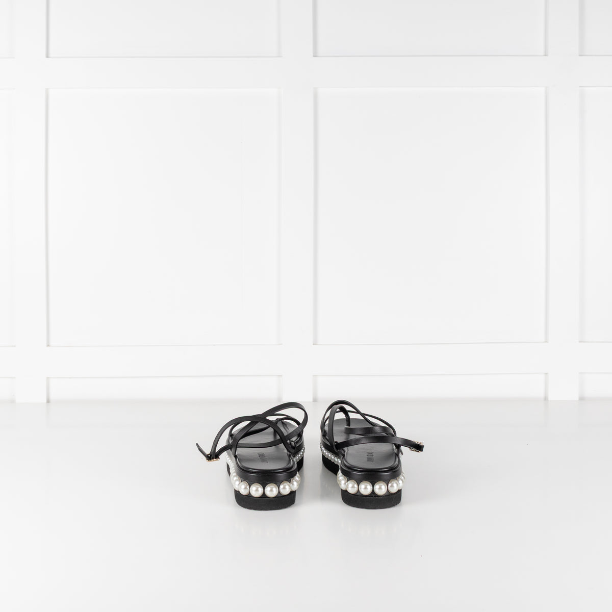 Jimmy Choo Black Pearl Sole Pine Flat Sandal