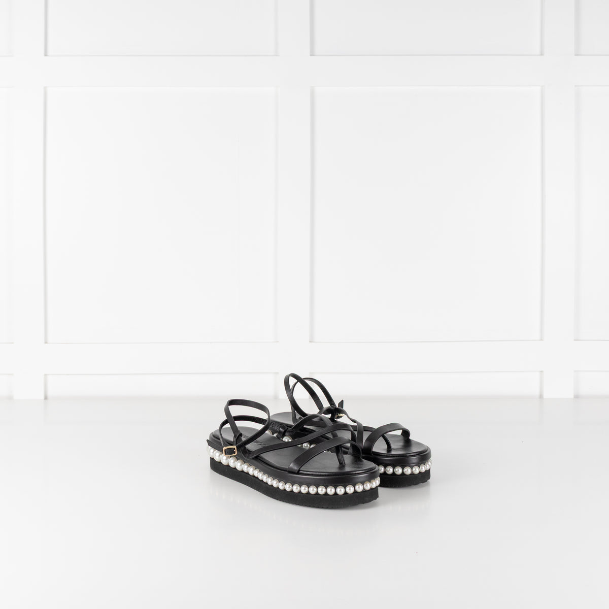 Jimmy Choo Black Pearl Sole Pine Flat Sandal