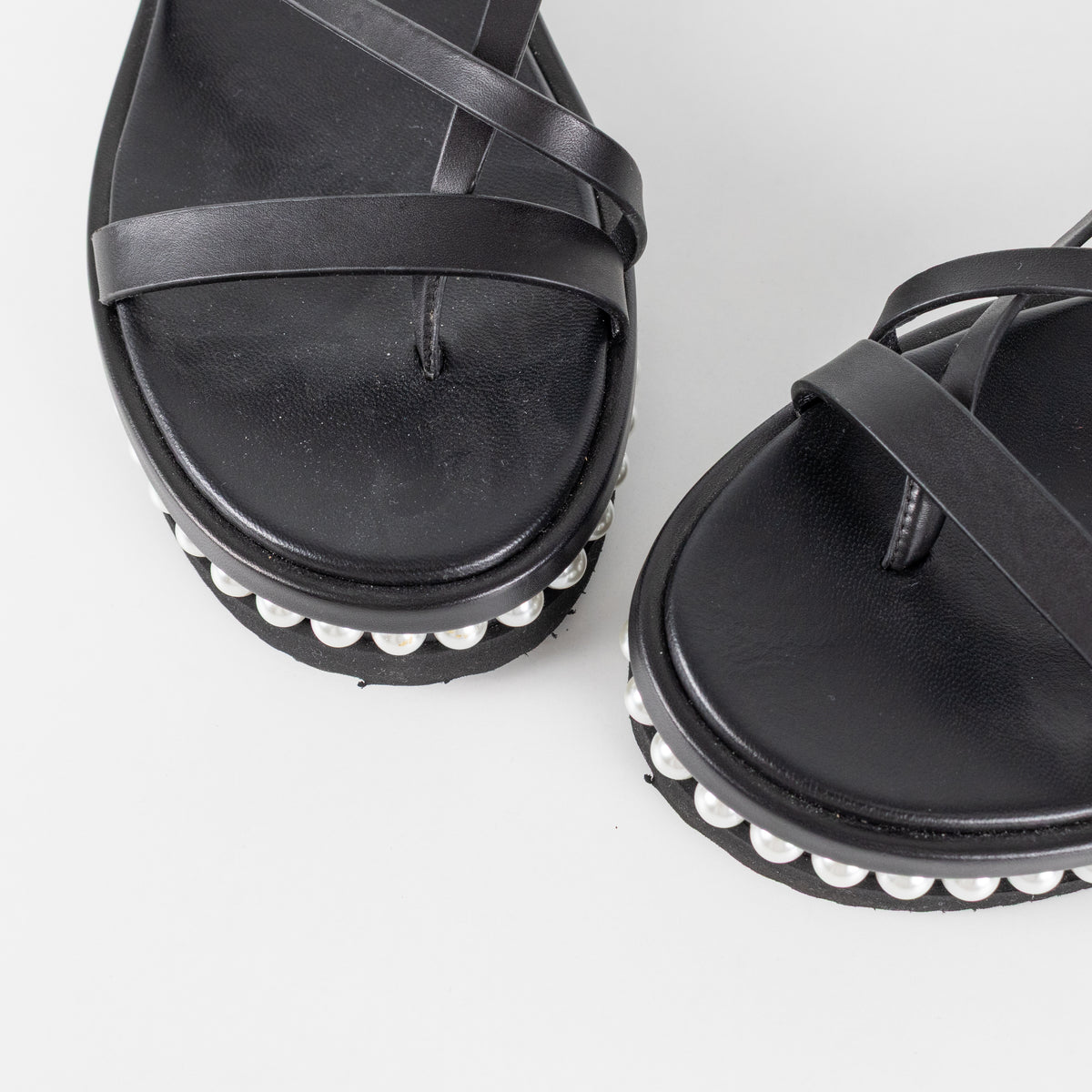 Jimmy Choo Black Pearl Sole Pine Flat Sandal