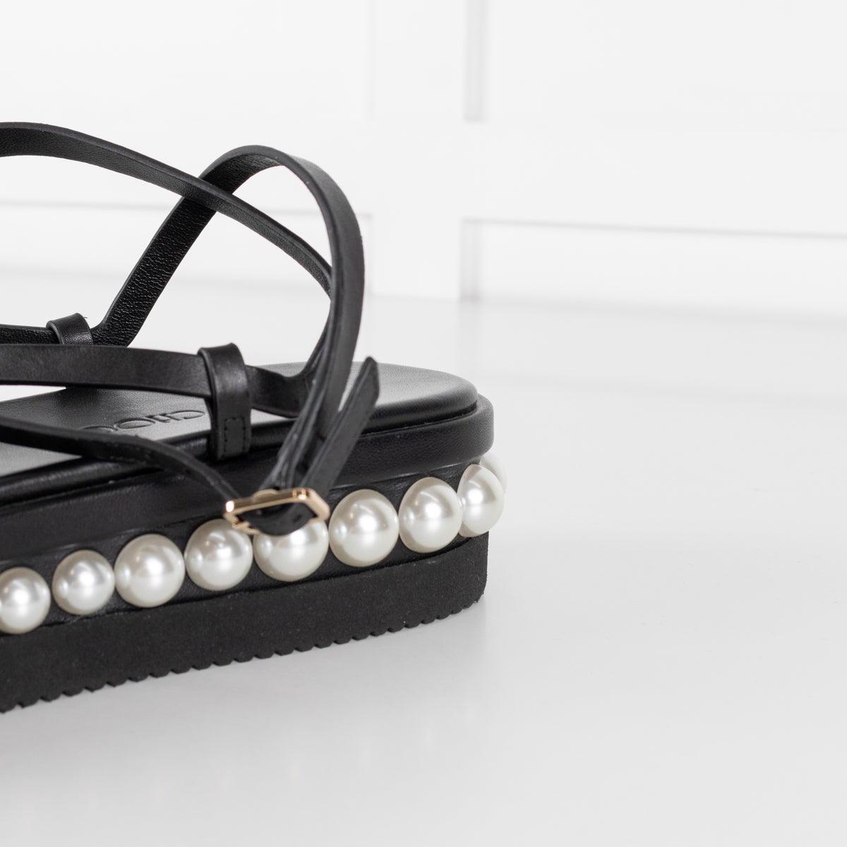 Jimmy Choo Black Pearl Sole Pine Flat Sandal
