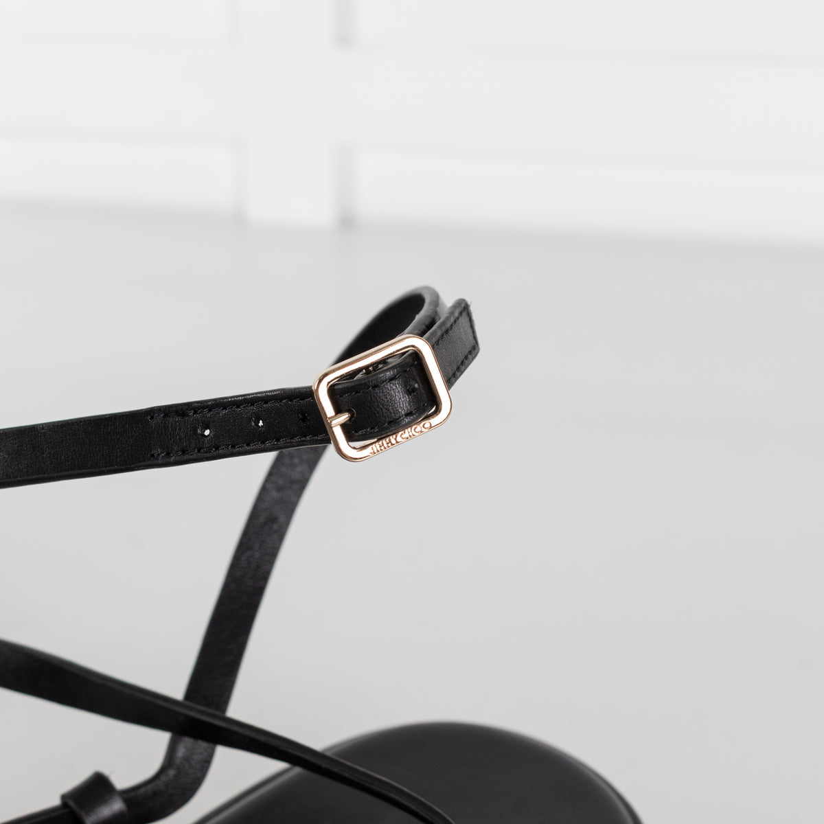Jimmy Choo Black Pearl Sole Pine Flat Sandal