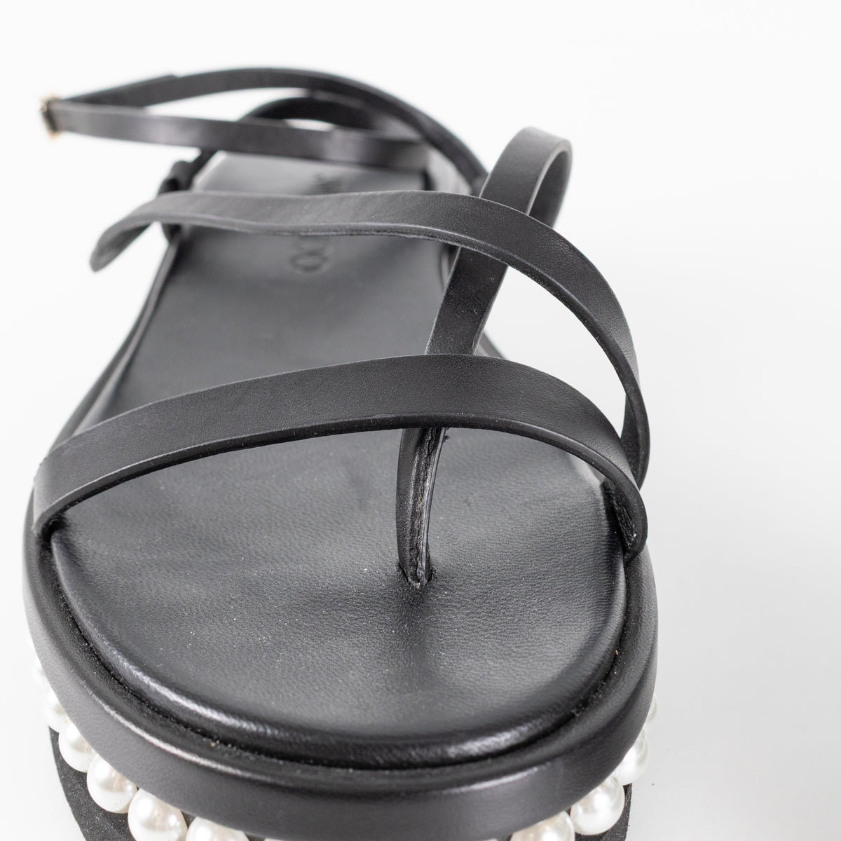 Jimmy Choo Black Pearl Sole Pine Flat Sandal