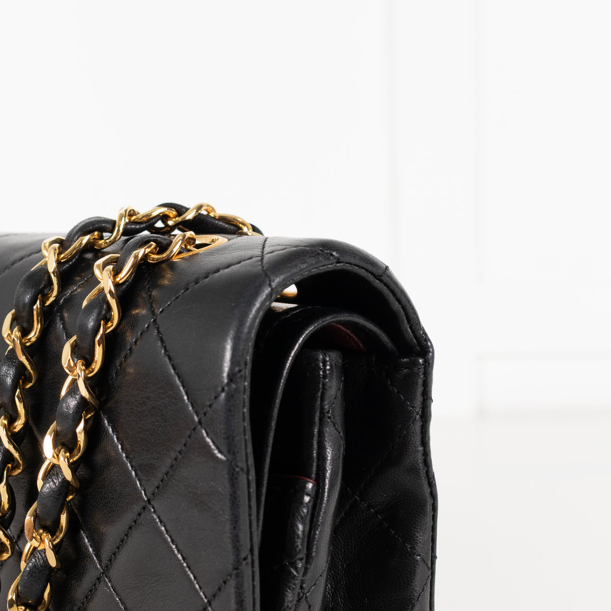 Chanel Black Vintage Series 2 Medium Double Flap bag with Gold Hardware