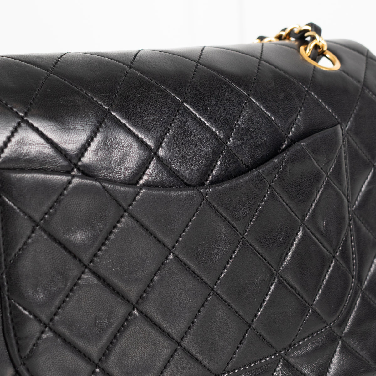 Chanel Black Vintage Series 2 Medium Double Flap bag with Gold Hardware
