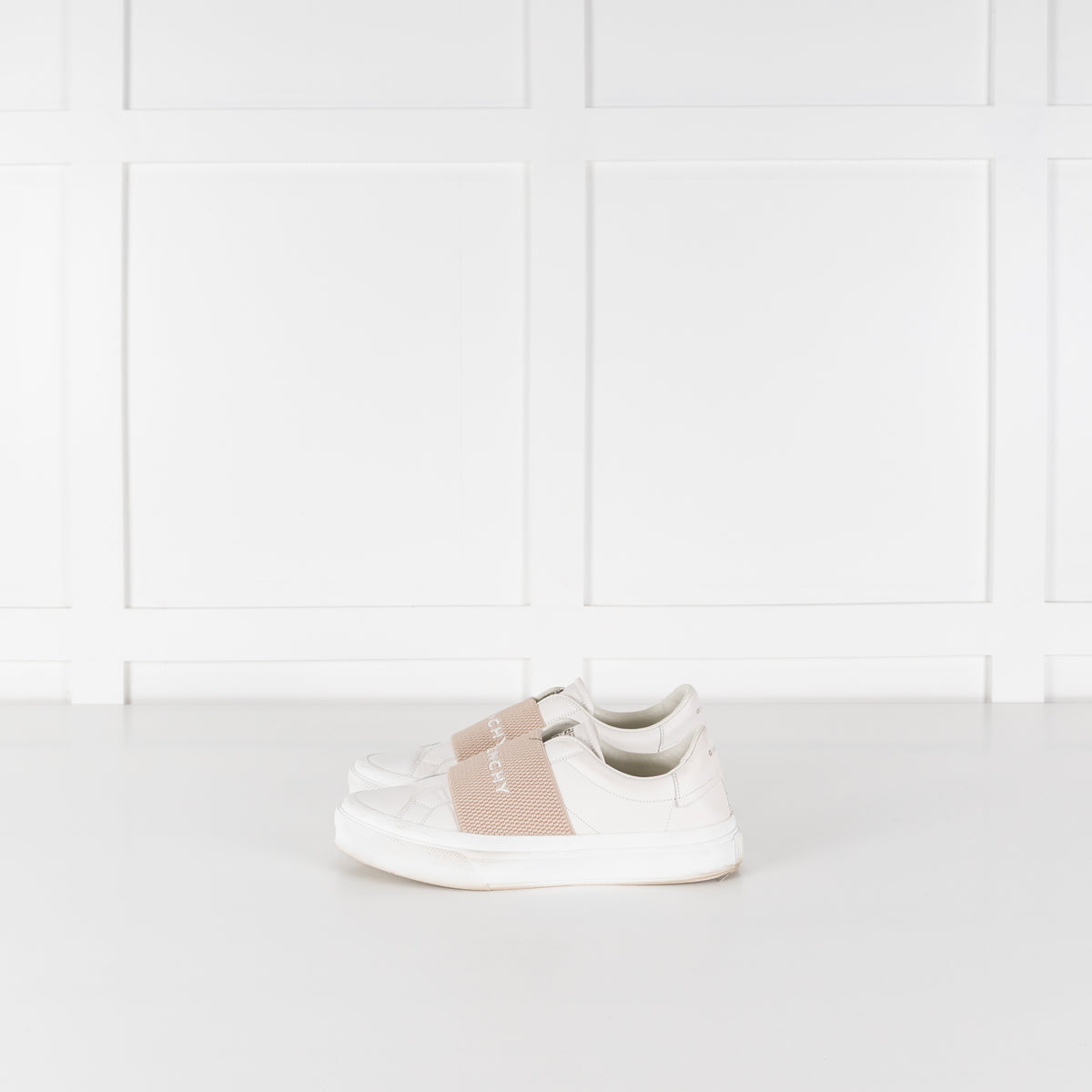 Givenchy White Beige City Sport Leather Trainers
