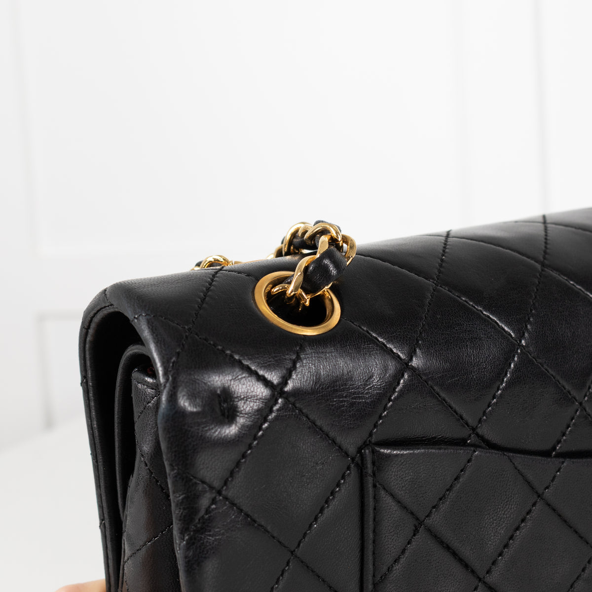 Chanel Black Vintage Series 2 Medium Double Flap bag with Gold Hardware