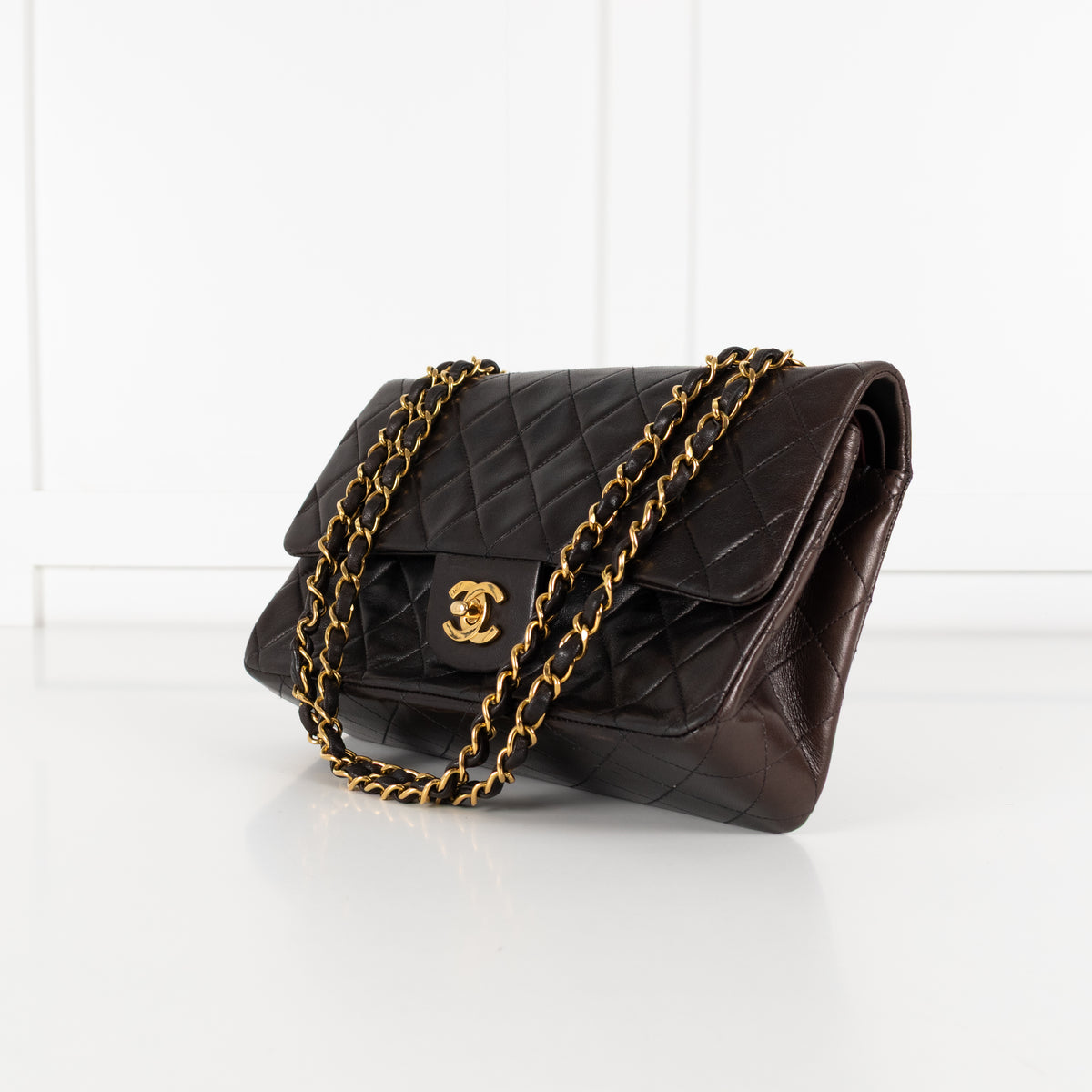 Chanel Vintage Medium Chocolate Lambskin Double Flap Bag