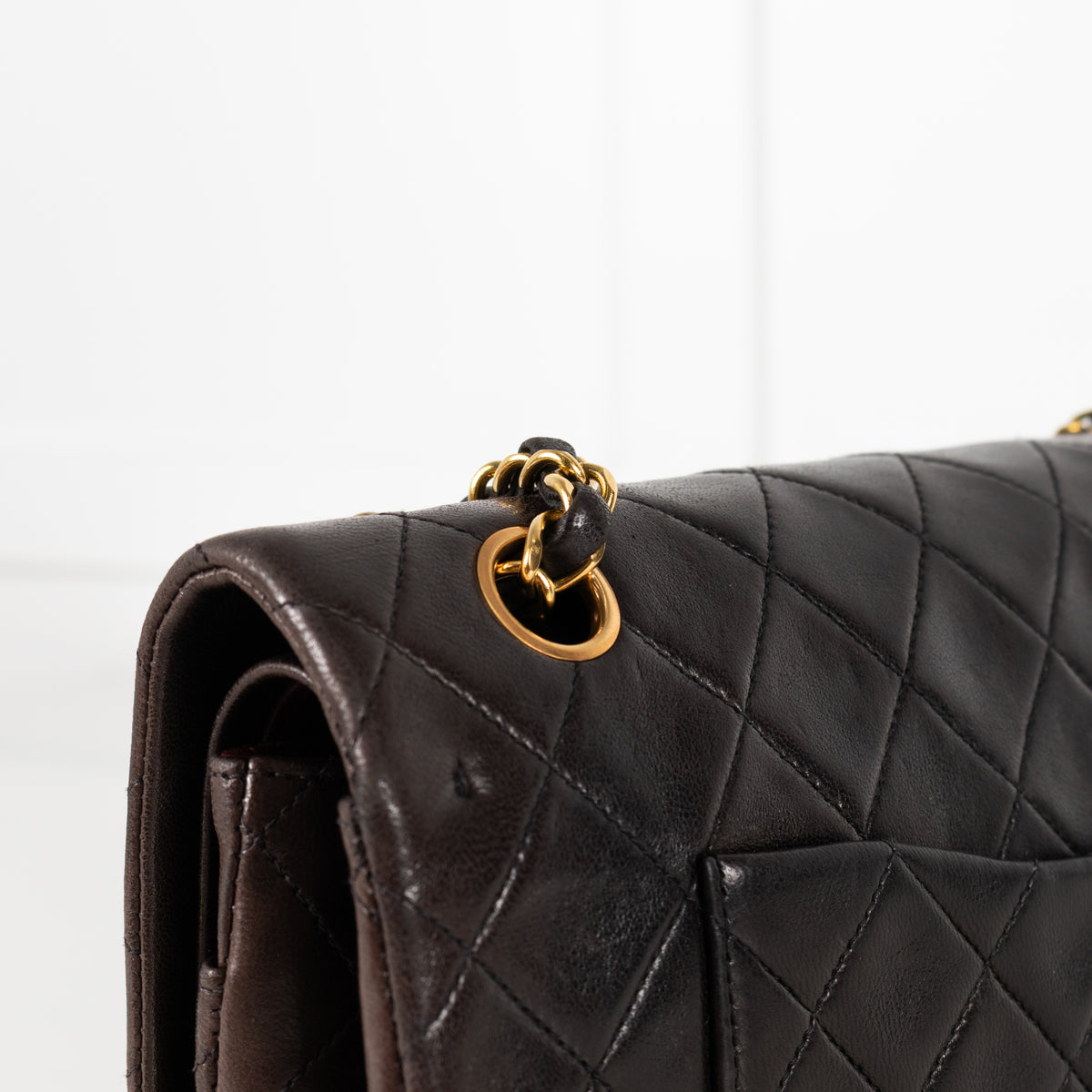 Chanel Vintage Medium Chocolate Lambskin Double Flap Bag