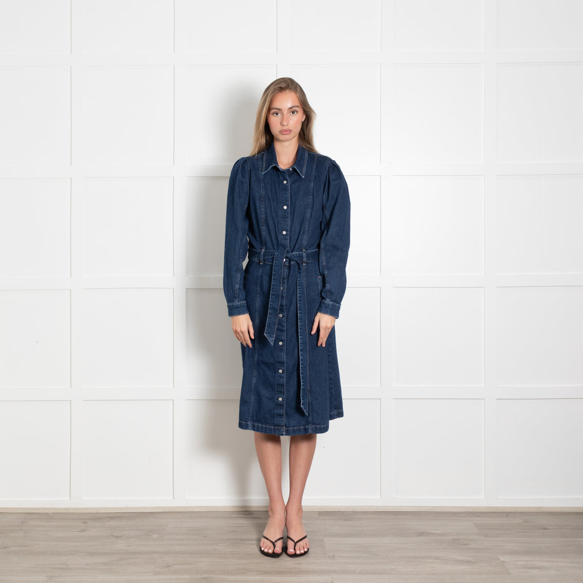 7 For All Mankind Dark Denim Stretch Shirt Dress