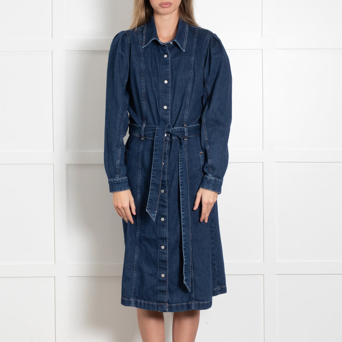 7 For All Mankind Dark Denim Stretch Shirt Dress