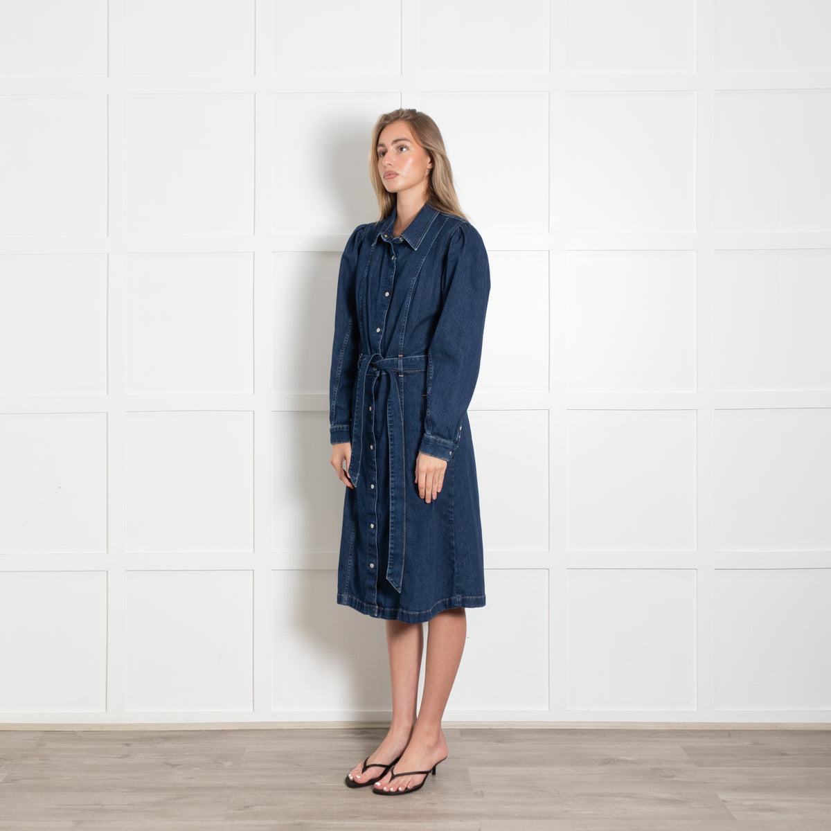 7 For All Mankind Dark Denim Stretch Shirt Dress
