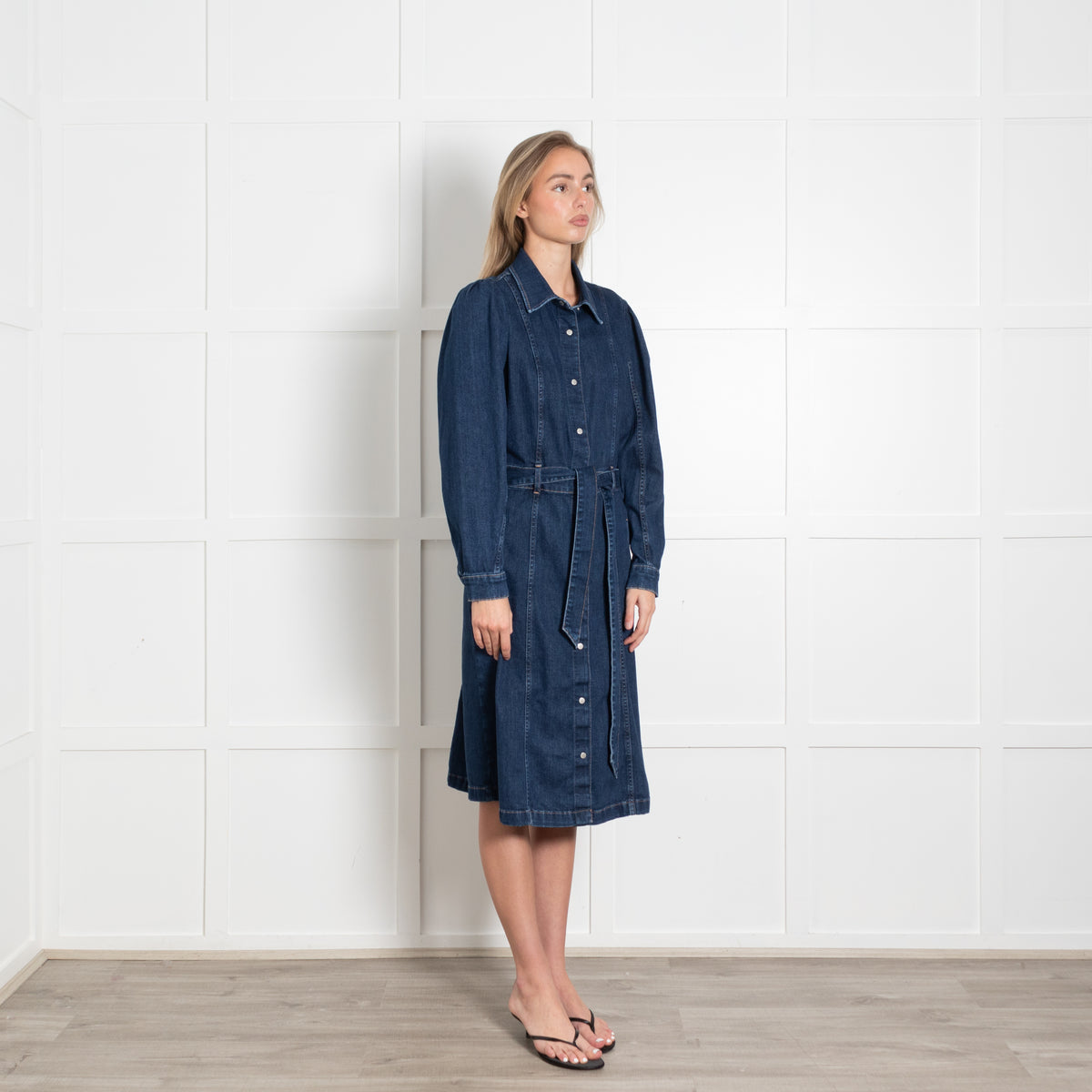 7 For All Mankind Dark Denim Stretch Shirt Dress