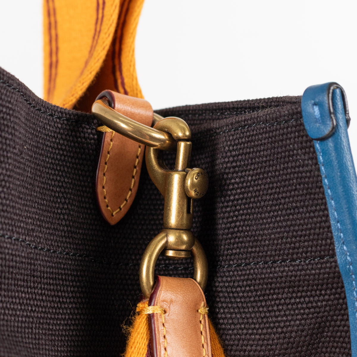Coach Black Blue Big Apple Camp Print Canvas Tote Bag