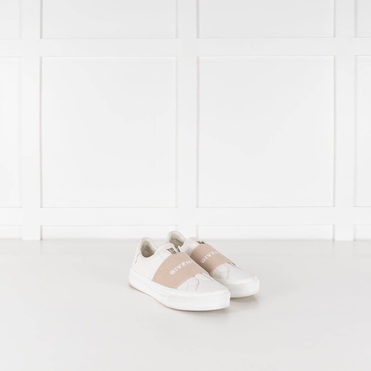 Givenchy White Beige City Sport Leather Trainers