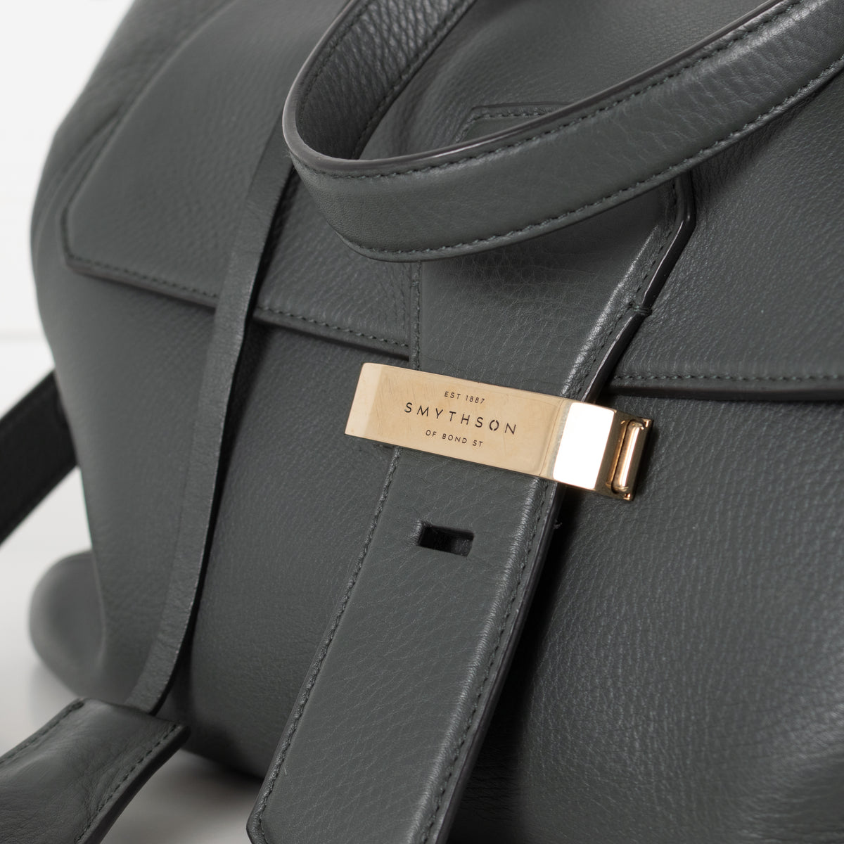 Smythson Grey Berkeley Satchel Bag