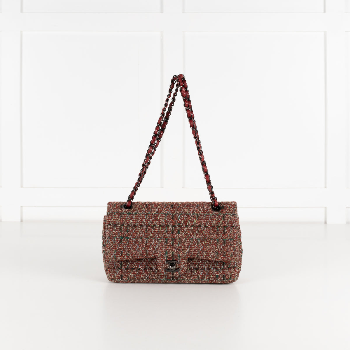 Chanel Red Tweed Medium Double Flap Bag
