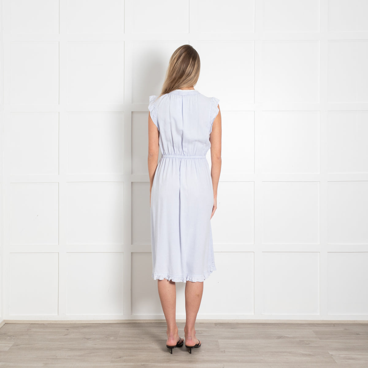 Bella Dahl Pale Blue Cotton Midi Dress with Raw Hem