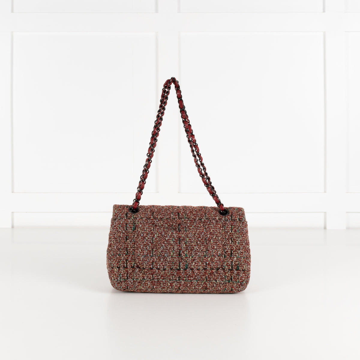 Chanel Red Tweed Medium Double Flap Bag