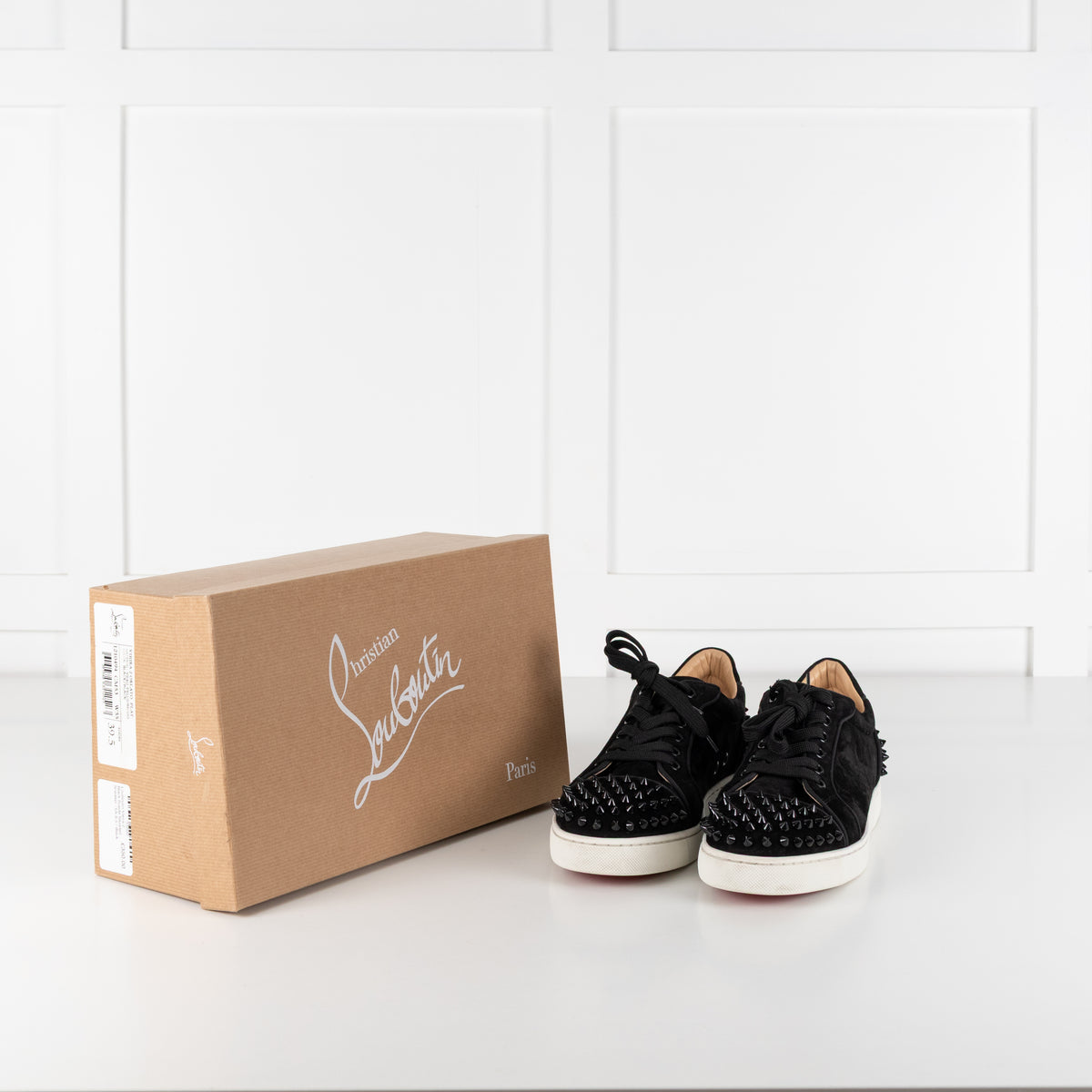 Louboutin Vieira 2 Black Suede Studded Sneaker