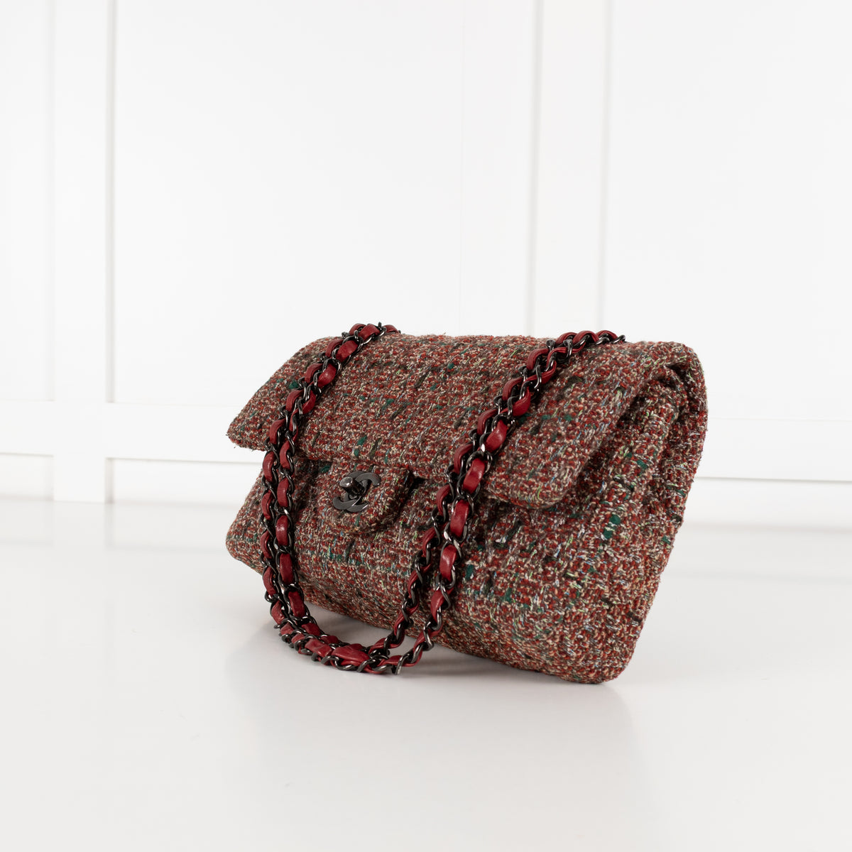 Chanel Red Tweed Medium Double Flap Bag