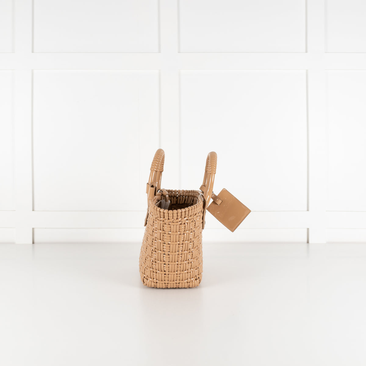 Balenciaga Tan Woven Gloss XS Bistro Bag
