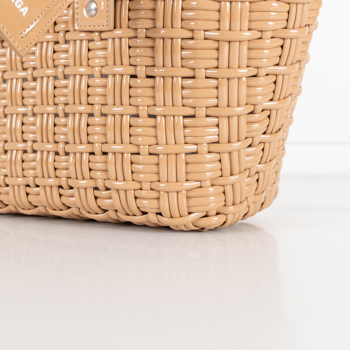 Balenciaga Tan Woven Gloss XS Bistro Bag