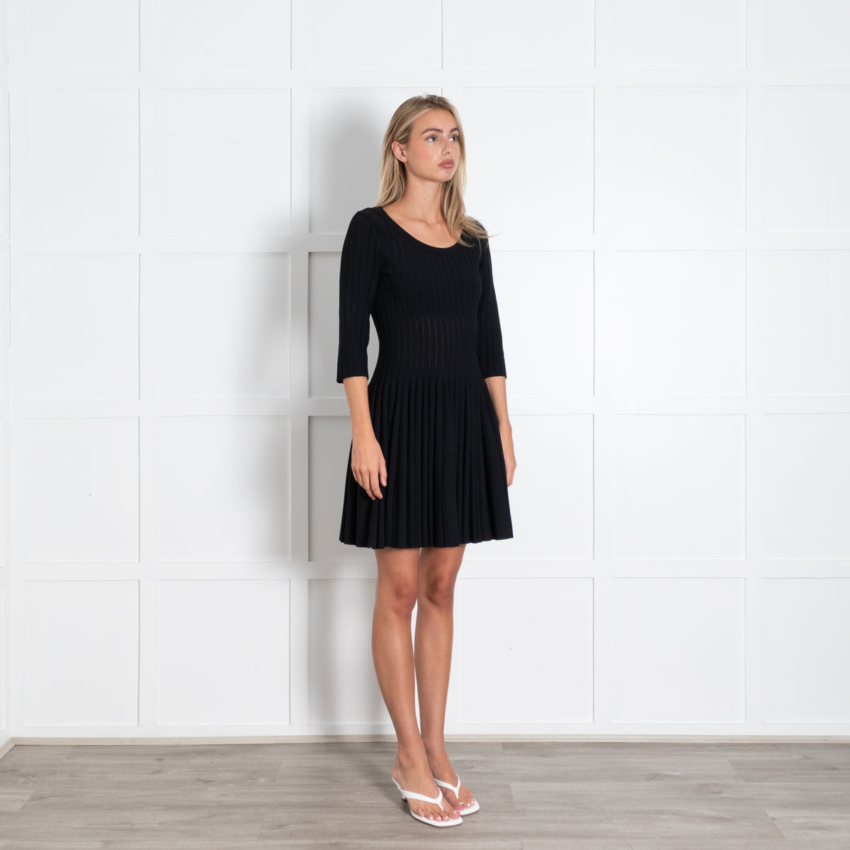 Alaia Black Knitted Flared Dress