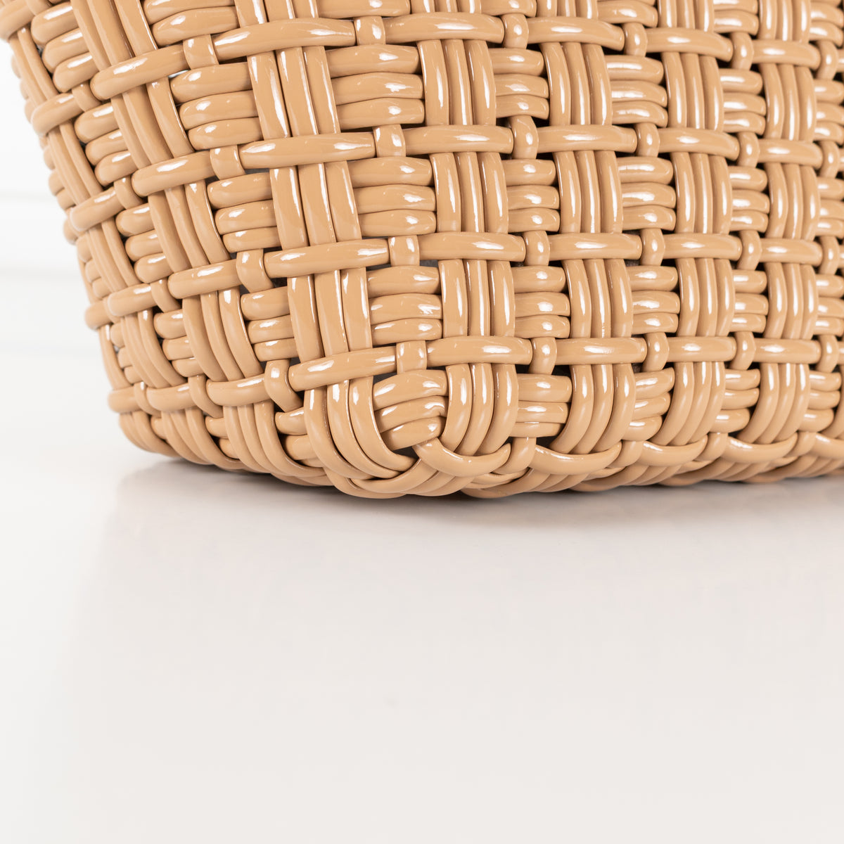 Balenciaga Tan Woven Gloss XS Bistro Bag