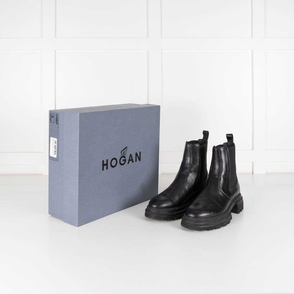 Hogan Black Leather Track Chelsea Boot