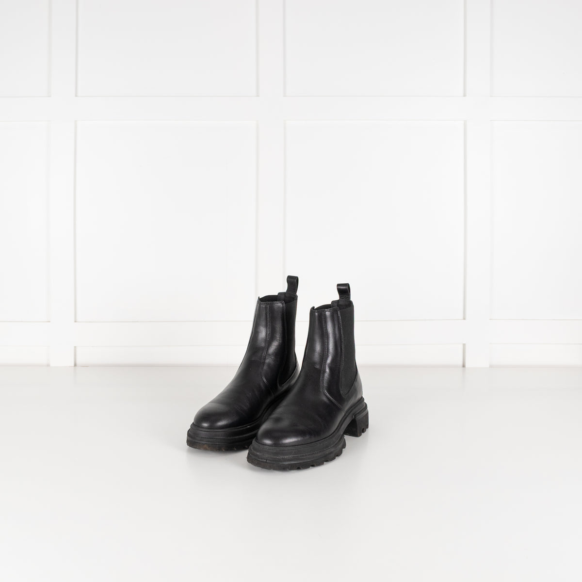 Hogan Black Leather Track Chelsea Boot
