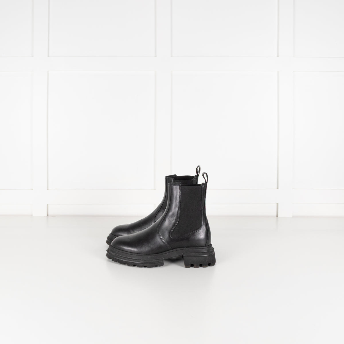 Hogan Black Leather Track Chelsea Boot
