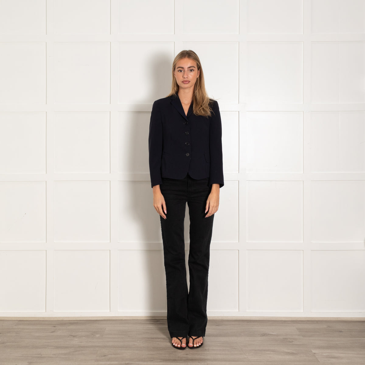 Akris Punto Navy Blue Fine Wool Blazer Jacket