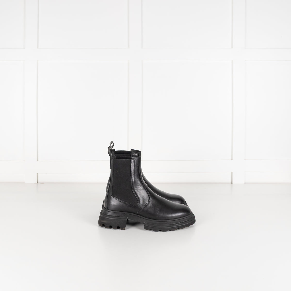Hogan Black Leather Track Chelsea Boot