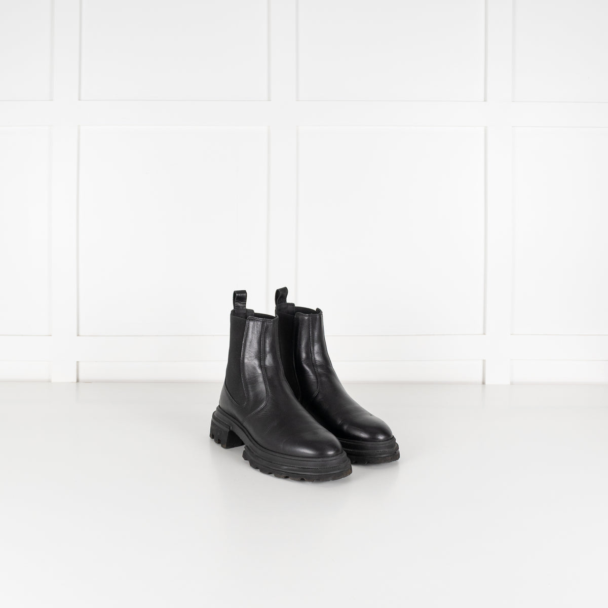 Hogan Black Leather Track Chelsea Boot
