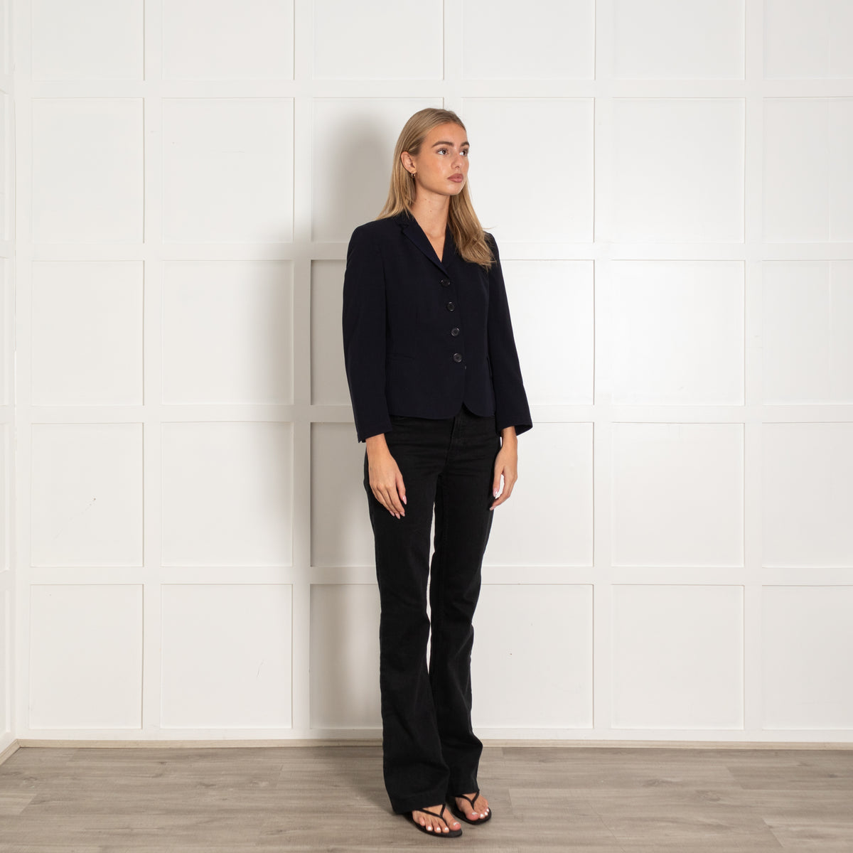 Akris Punto Navy Blue Fine Wool Blazer Jacket