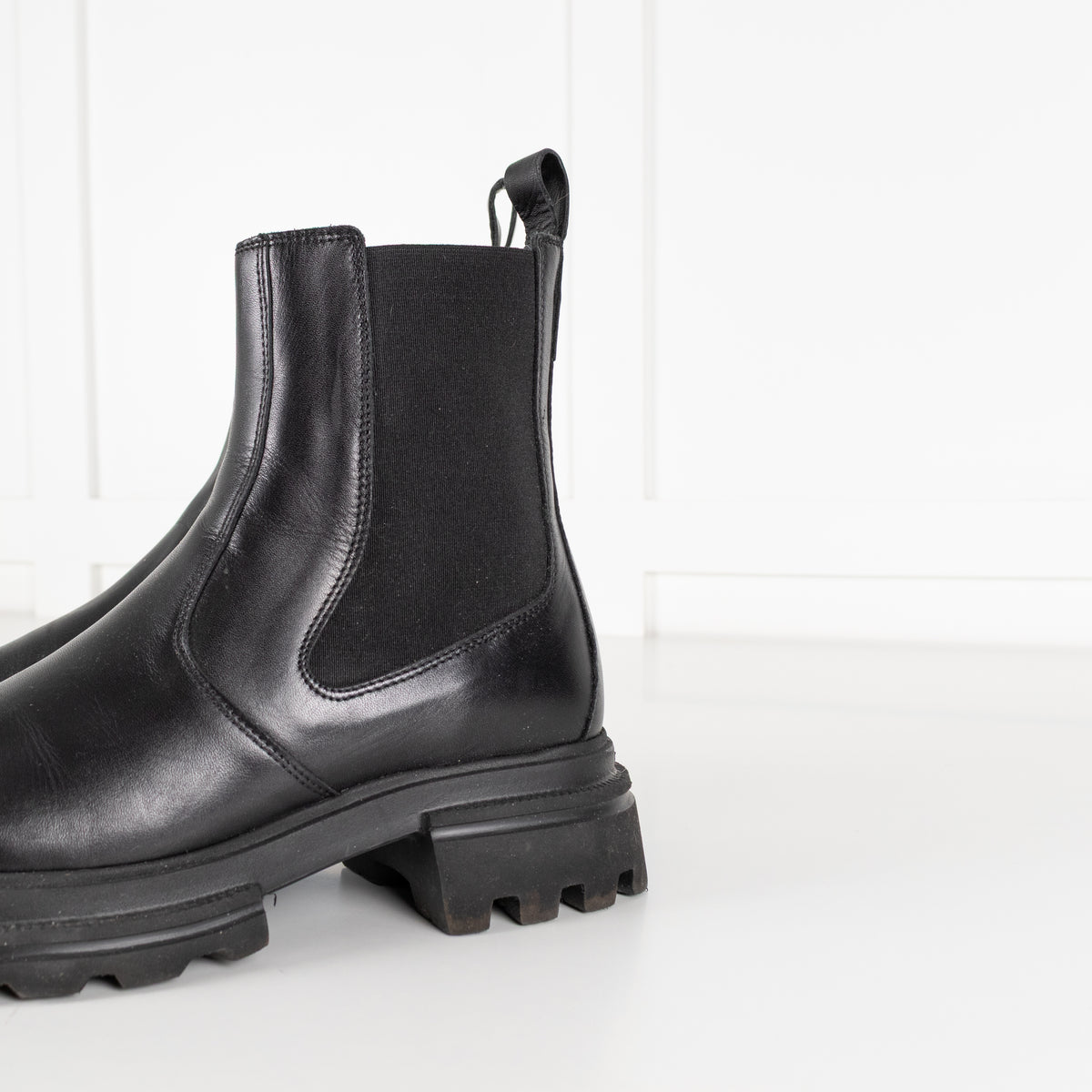 Hogan Black Leather Track Chelsea Boot
