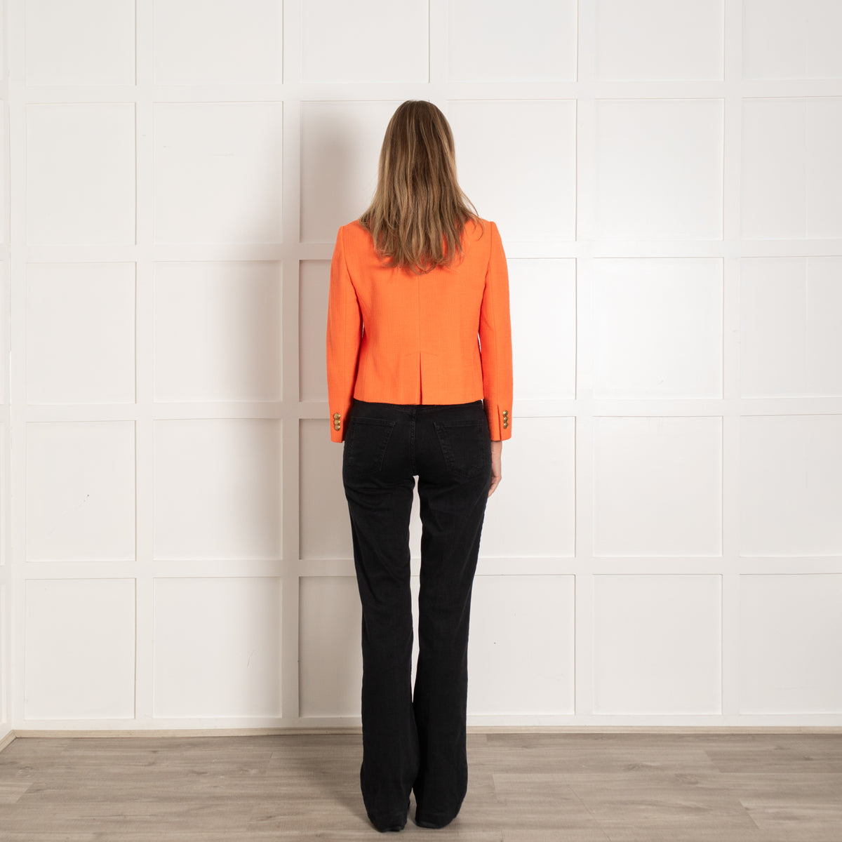 Me + Em Orange Short Gold Button Jacket