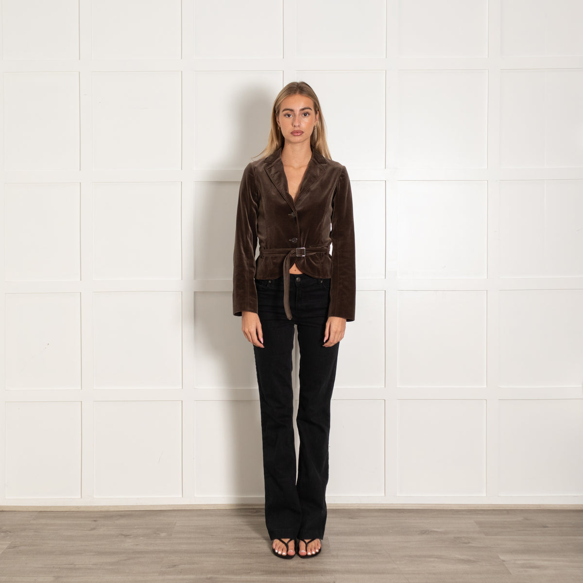 Jil Sander Brown Velvet Short Belted Jacket