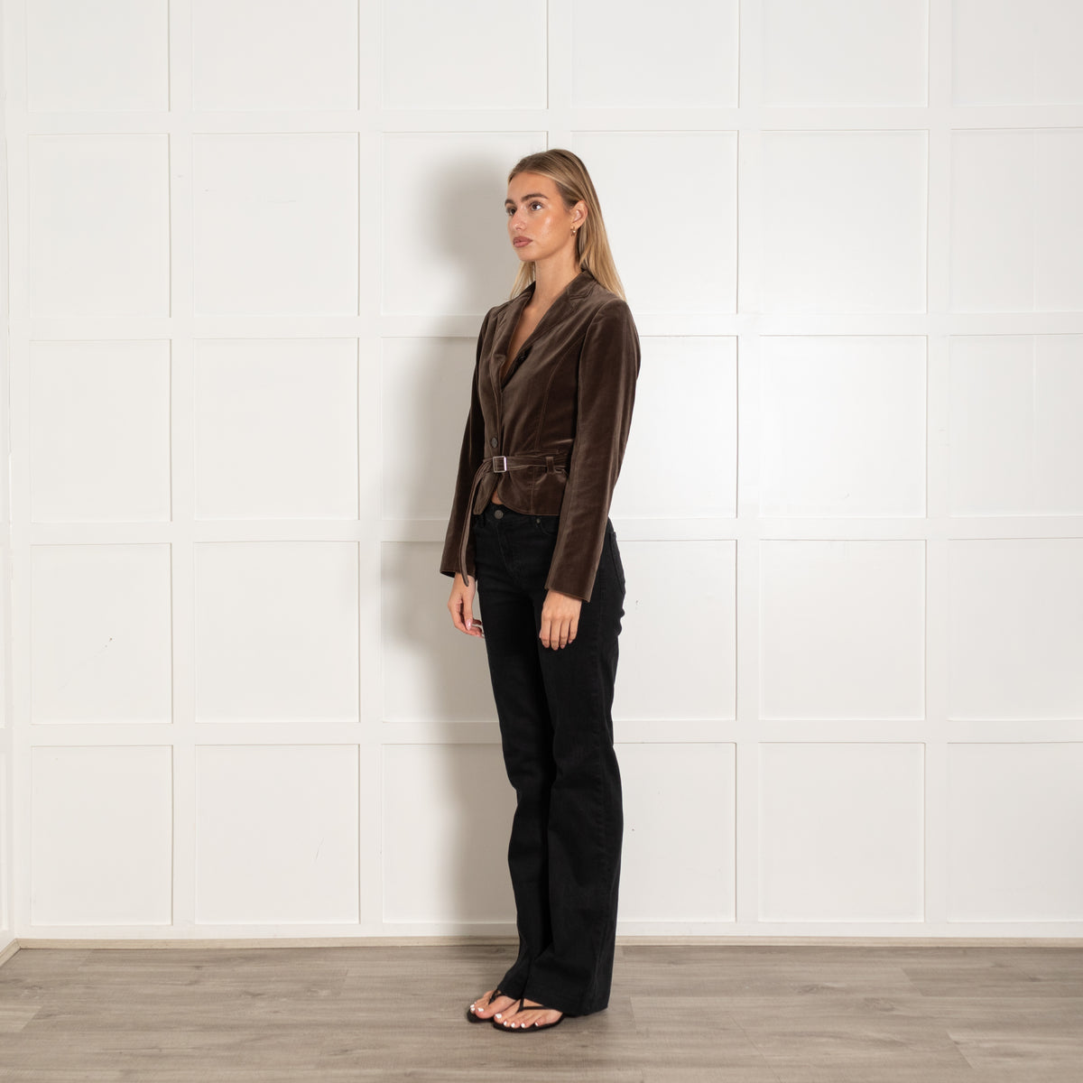 Jil Sander Brown Velvet Short Belted Jacket