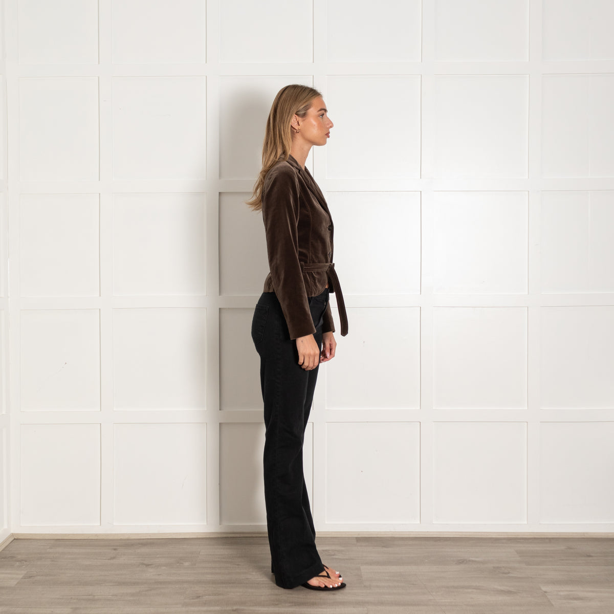 Jil Sander Brown Velvet Short Belted Jacket