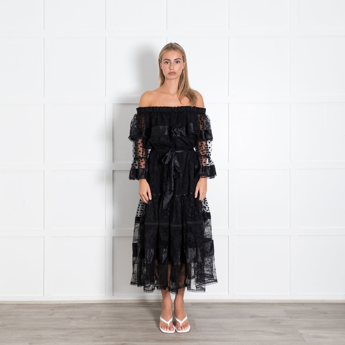 Temperley London Black Marlow Off Shoulder Dress