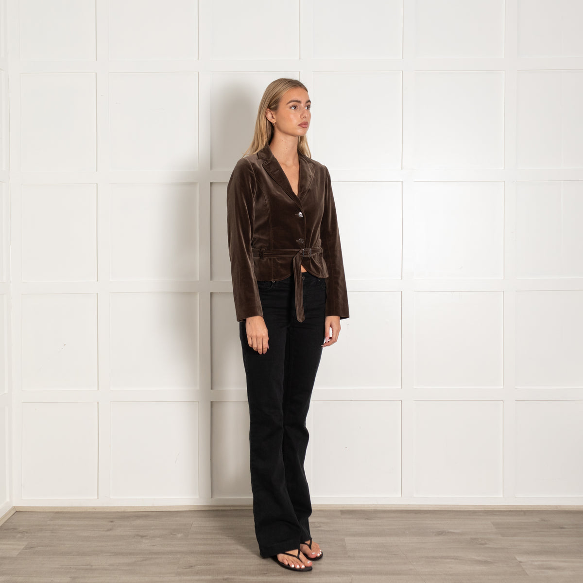 Jil Sander Brown Velvet Short Belted Jacket