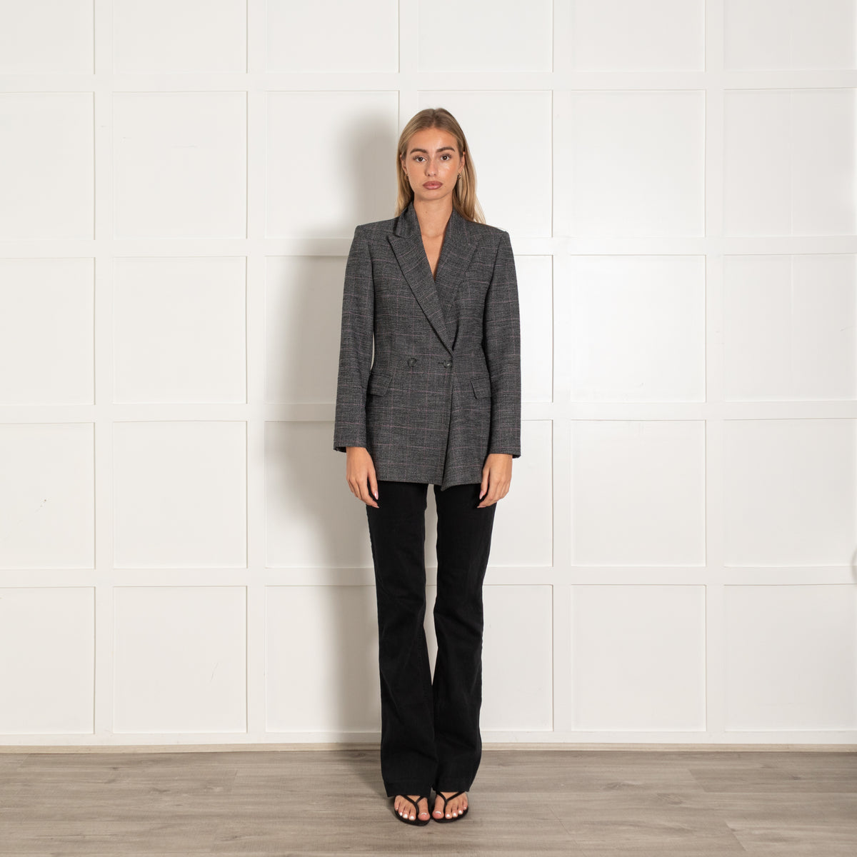 Maje Grey Check Straight Jacket