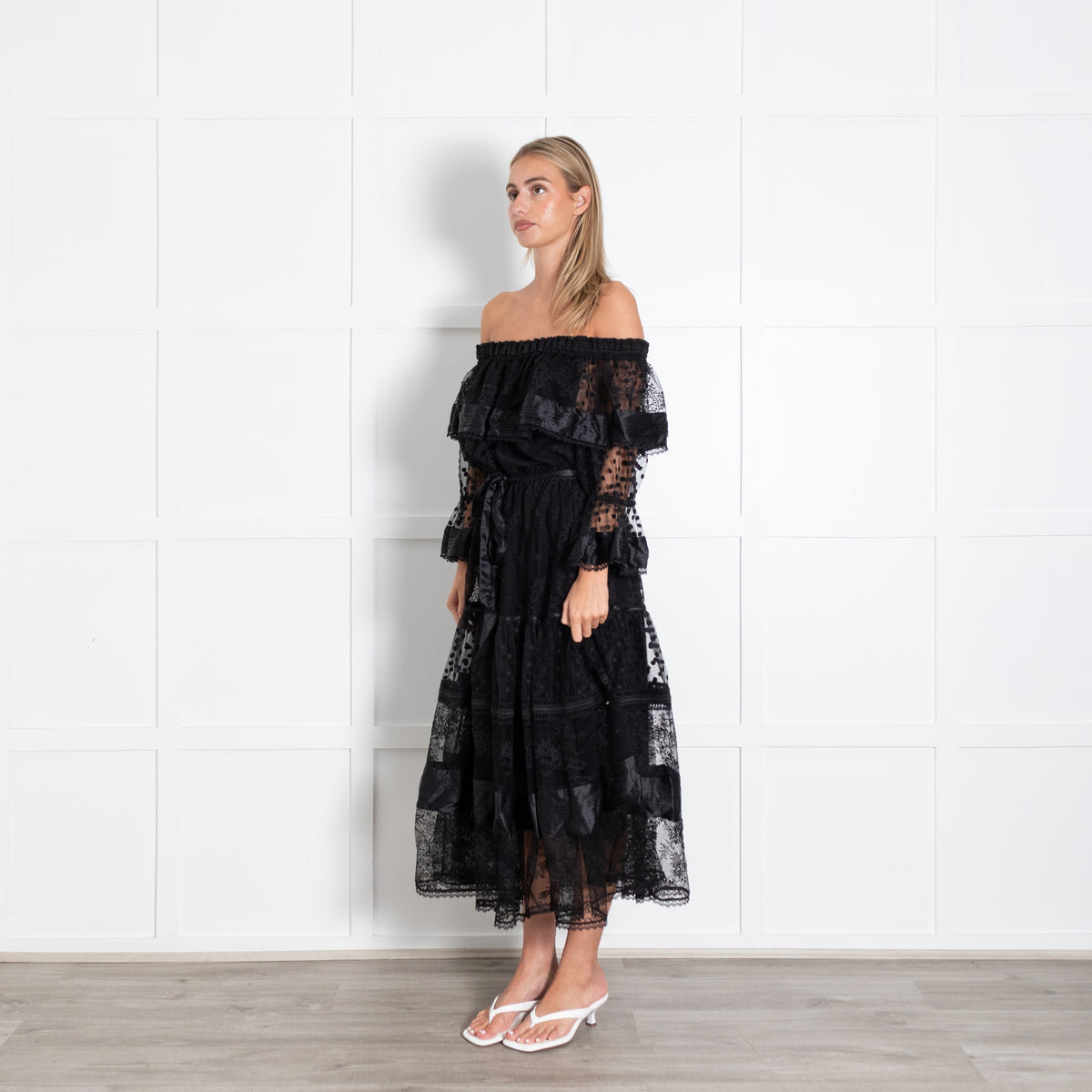 Temperley London Black Marlow Off Shoulder Dress