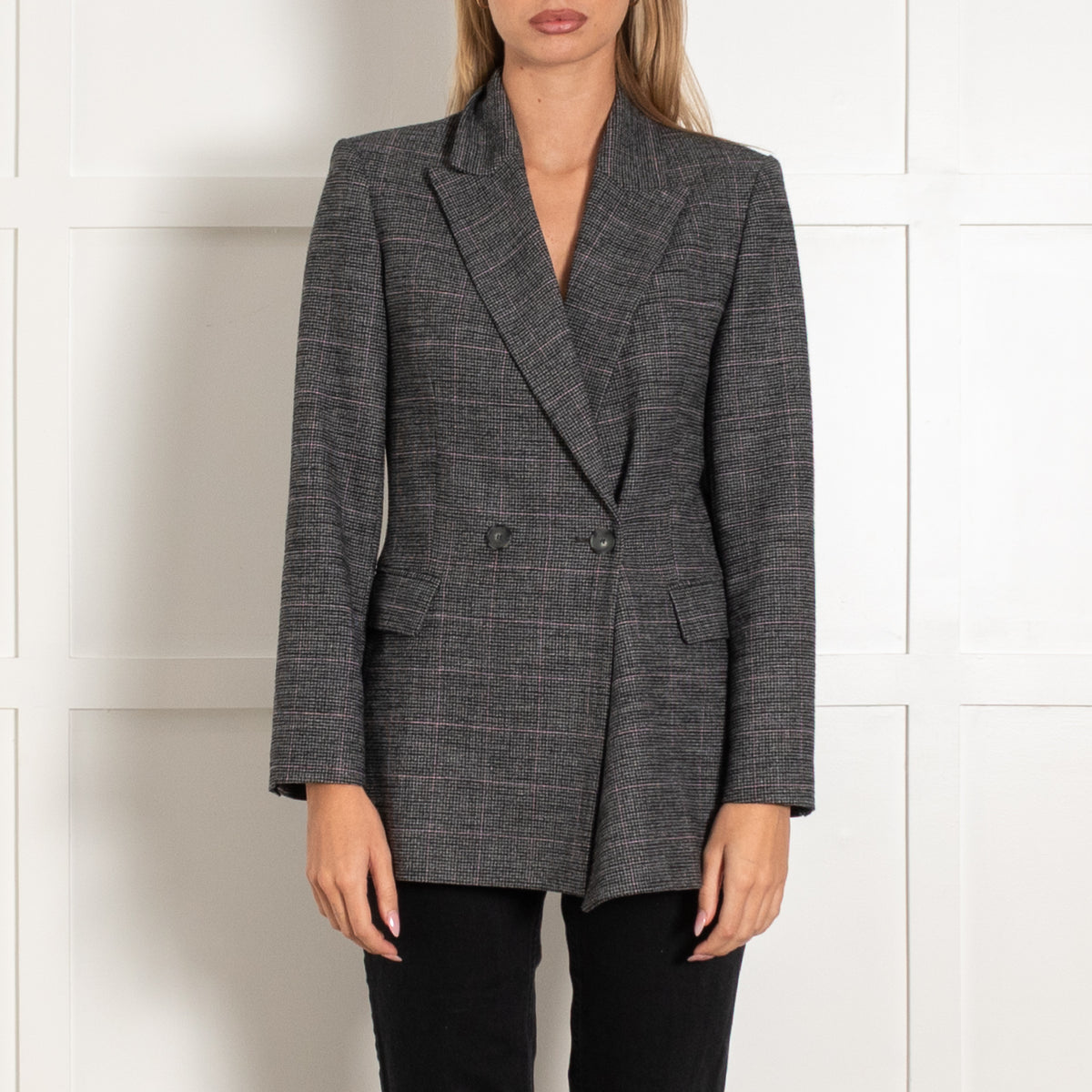 Maje Grey Check Straight Jacket