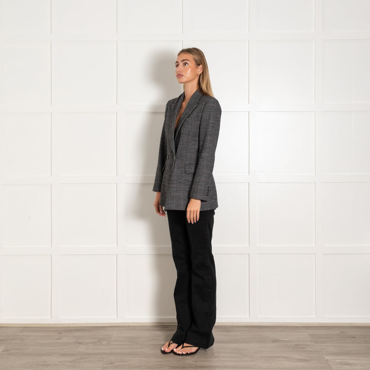 Maje Grey Check Straight Jacket