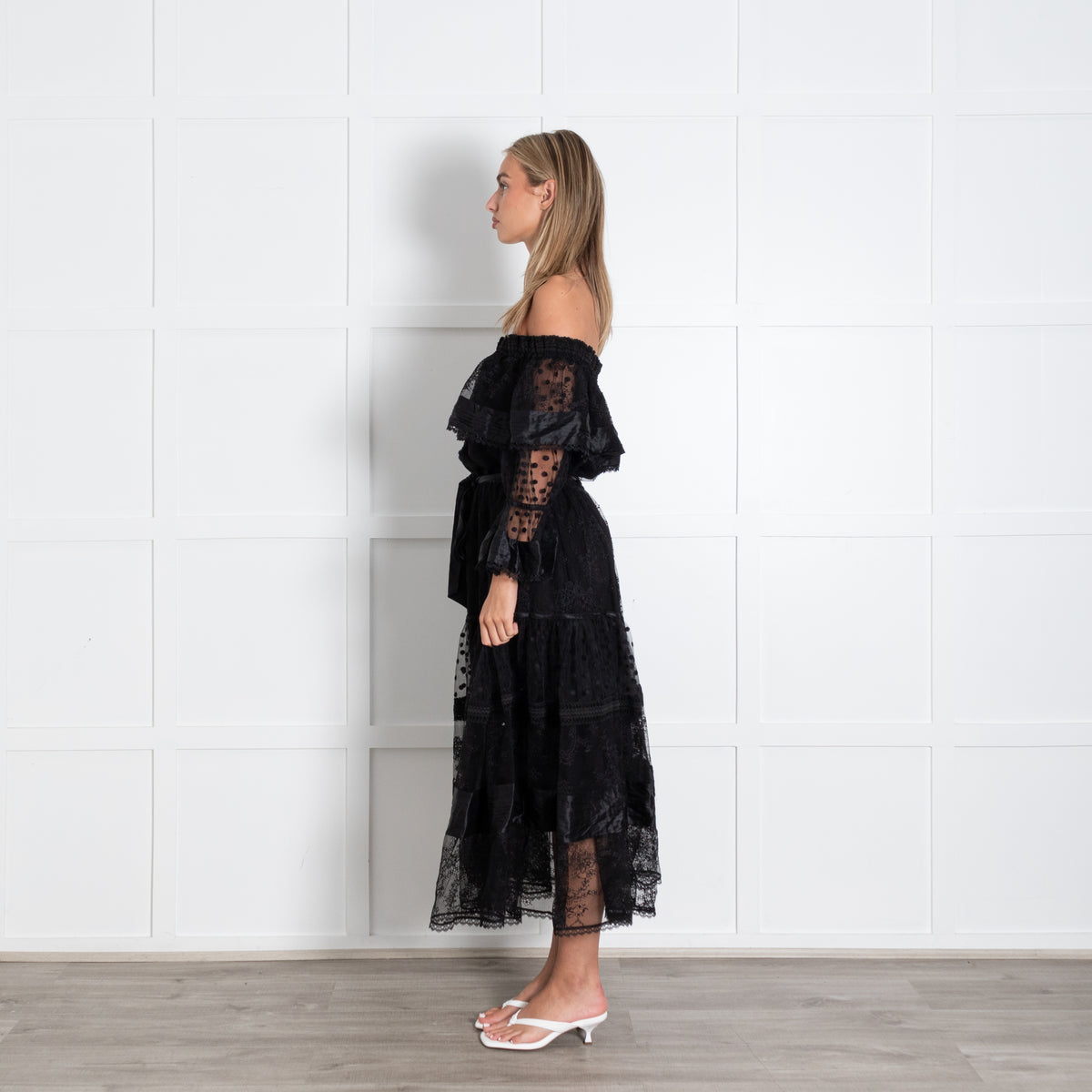 Temperley London Black Marlow Off Shoulder Dress
