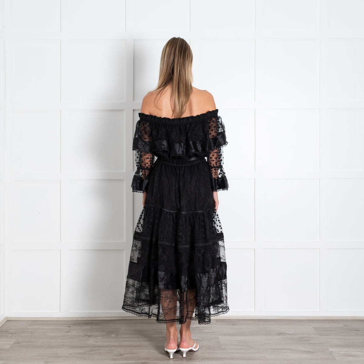 Temperley London Black Marlow Off Shoulder Dress