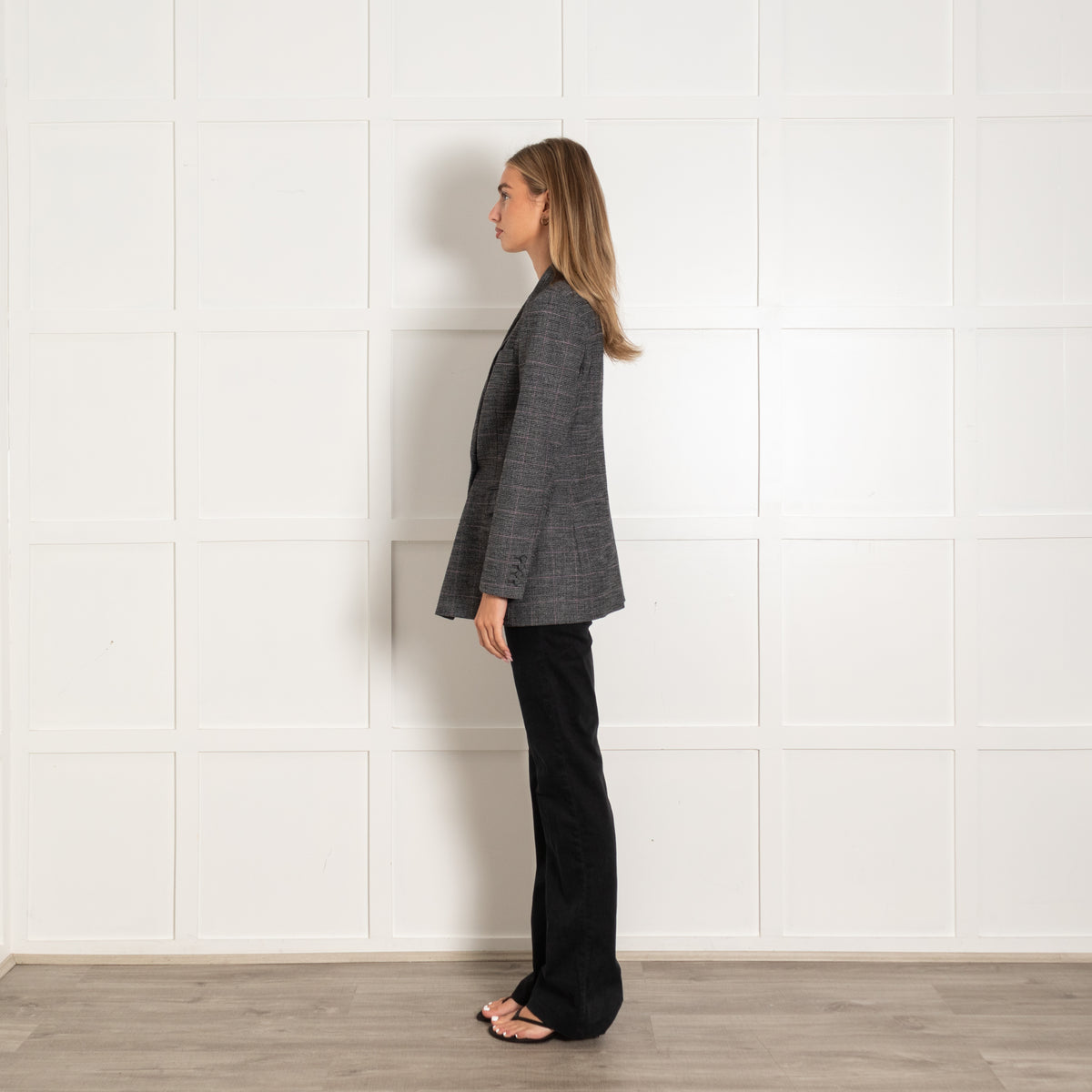 Maje Grey Check Straight Jacket