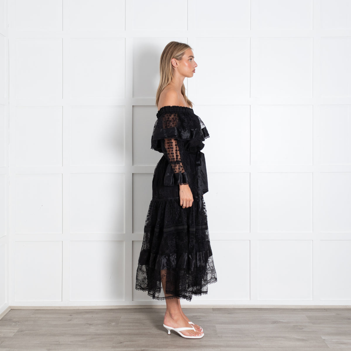 Temperley London Black Marlow Off Shoulder Dress